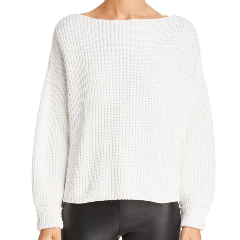 French Connection Women's White Millie Mozart Boatneck Sweater